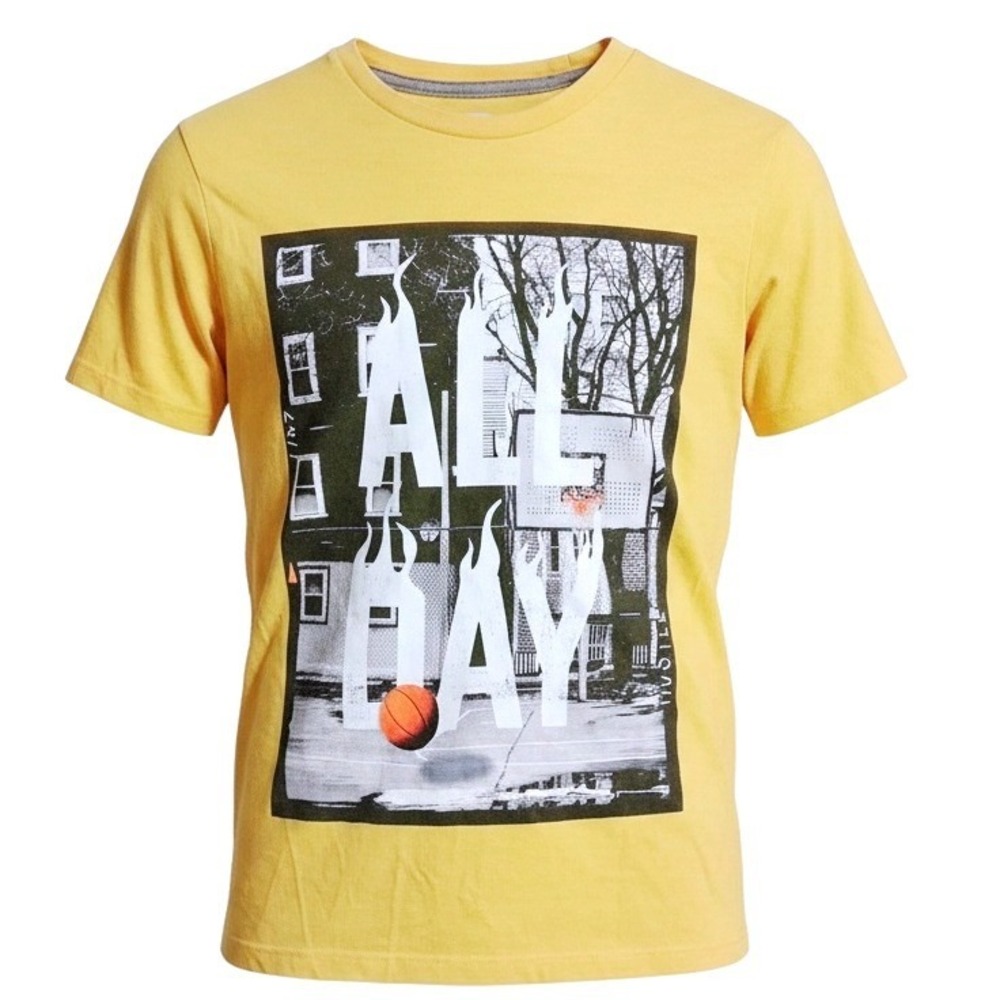 Old Navy Kids Yellow Graphic Tee All Day Basketball Graphic T Shirt XL 14/16